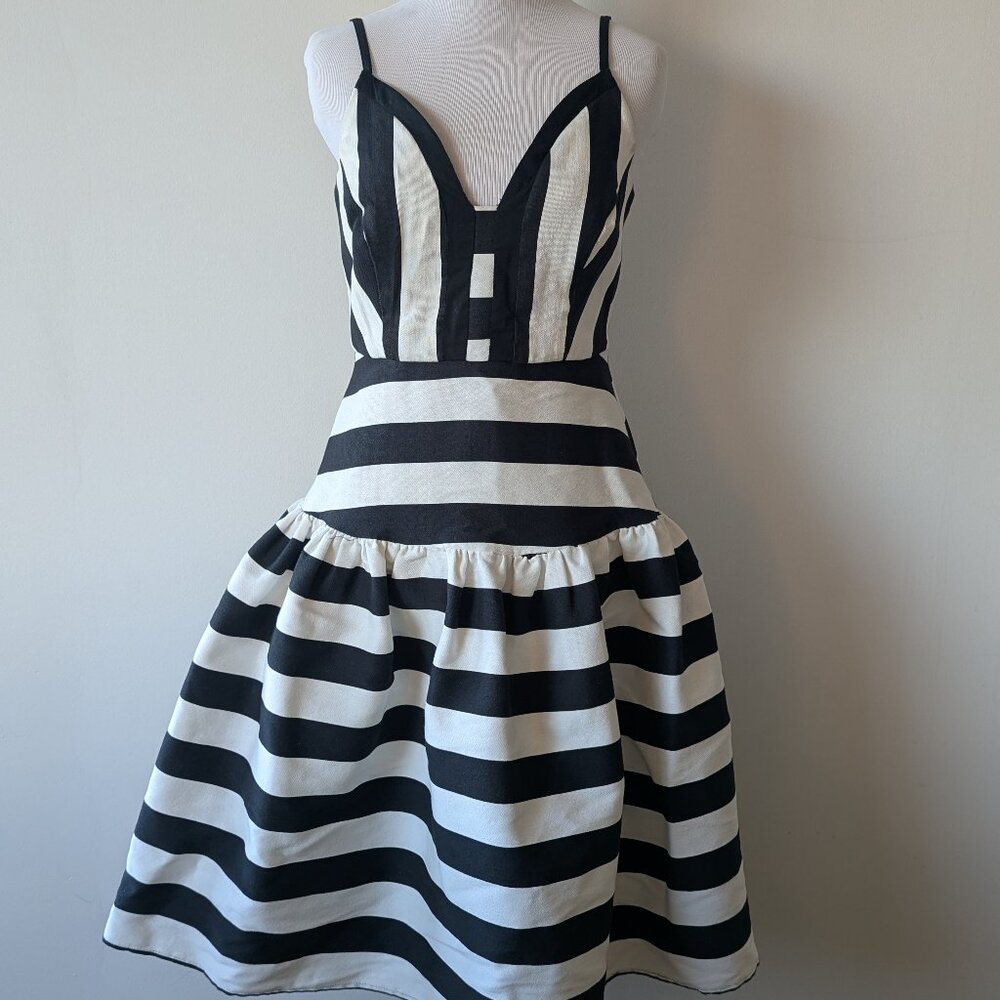 ASOS Black & White Stripe Drop Waist Dress